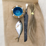 Cup with Fish, Knife, Horsehair  (2013 ) </br>Photography  (Photo: EG Schempf)