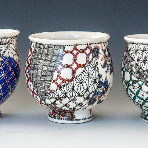 Melanie Sherman Cerbera Gallery Tea Bowls White Glossy Smooth Luscious Cone 6 Glaze