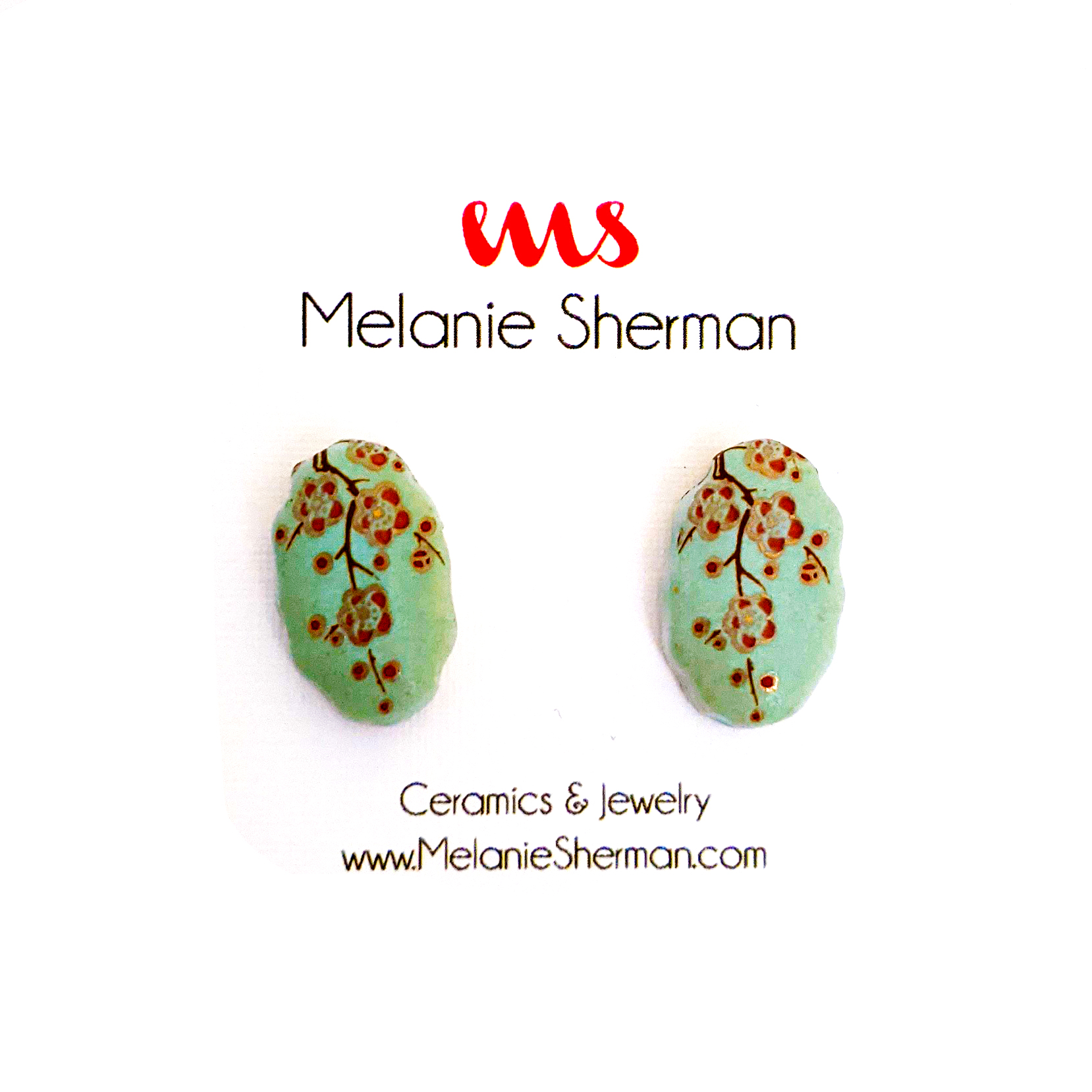 ceramic earrings burnt and glossy glazed unique jewelry ceramic jewelry White ceramic stud earrings with colorful dots